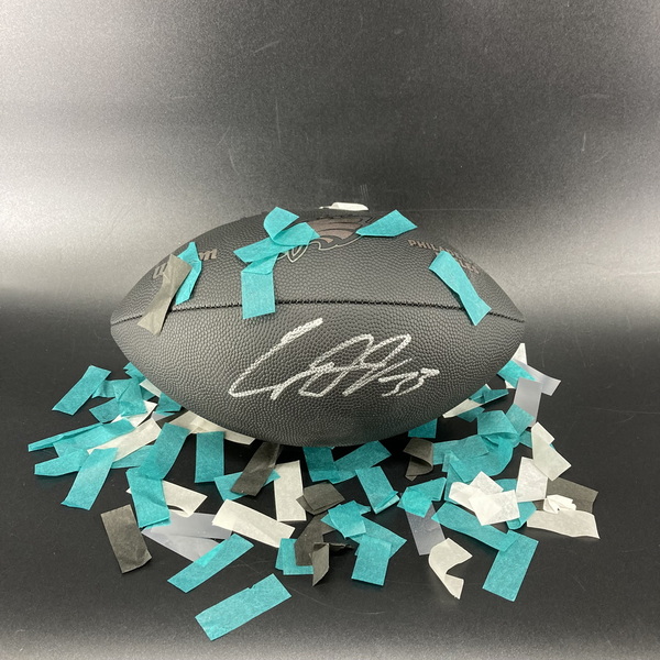 Eagles - Cooper DeJean Signed Black Composite Football With Eagles Logo ...
