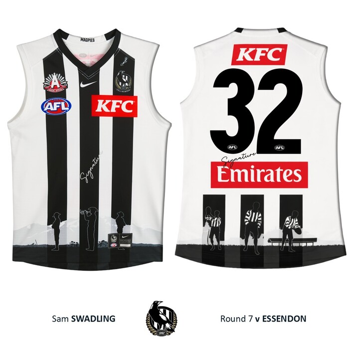 Sam Swadling #32 Collingwood 2026 Anzac Day Player-Issue Guernsey