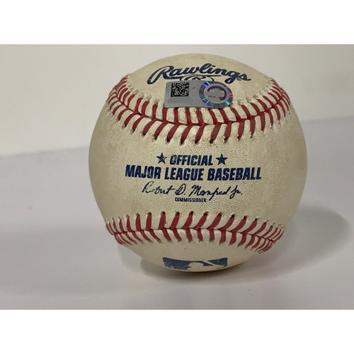 Photo of Game-Used Baseball - MIN at CLE - 8/25/2020 - Pitcher - Jorge Alcala, Batter - Francisco Lindor, Bot 6, 2-Run Home Run