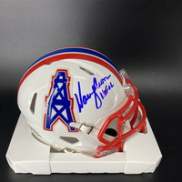 HOF - Oilers Warren Moon Signed Mini Helmet with HOF 06 Inscription
