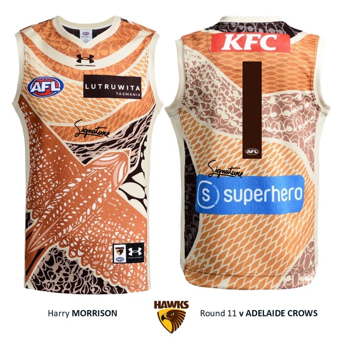 Photo of Harry Morrison #1 Hawthorn 2026 Indigenous Guernsey