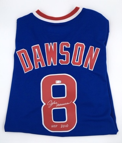 Photo of Andre Dawson "HOF 2010" Autographed Cooperstown Collection Cubs Jersey