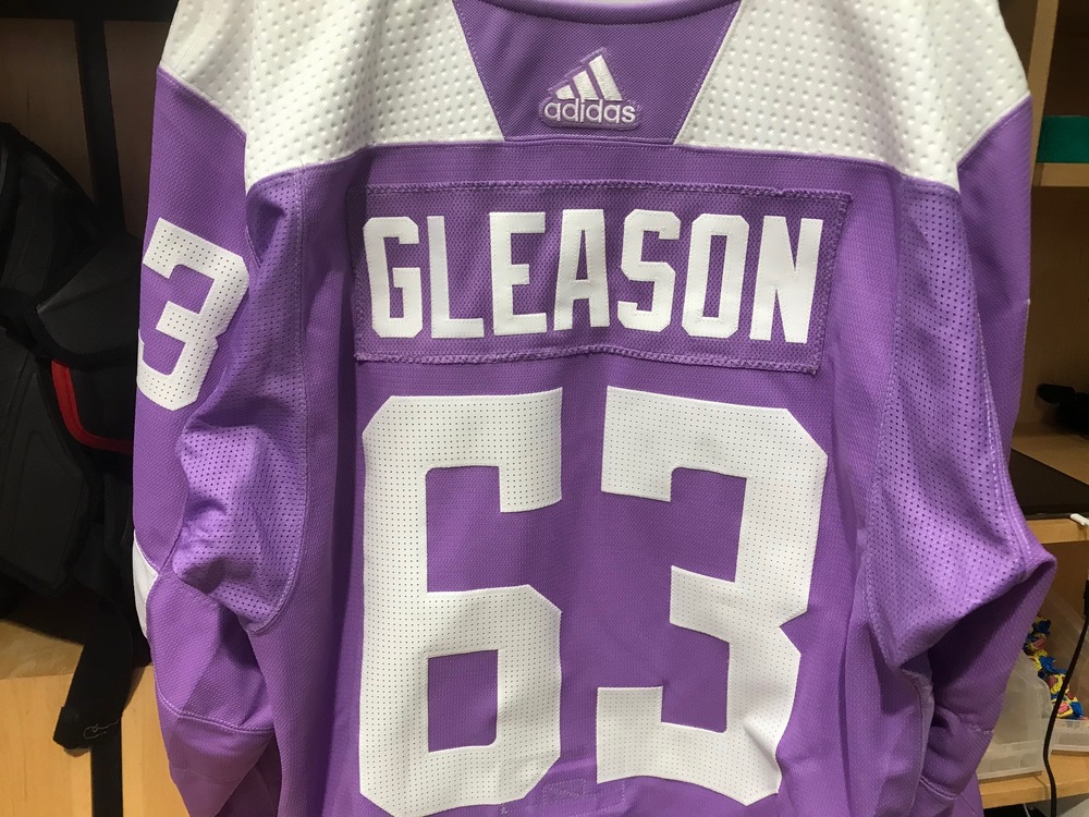 Ben Gleason Warm Up Worn Hockey Fights Cancer Jersey