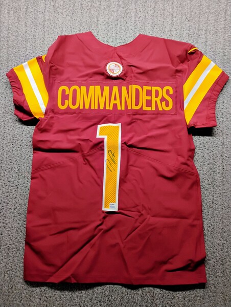 NFL - Commanders Jayden Daniels Signed Authentic Number 1 Draft Jersey