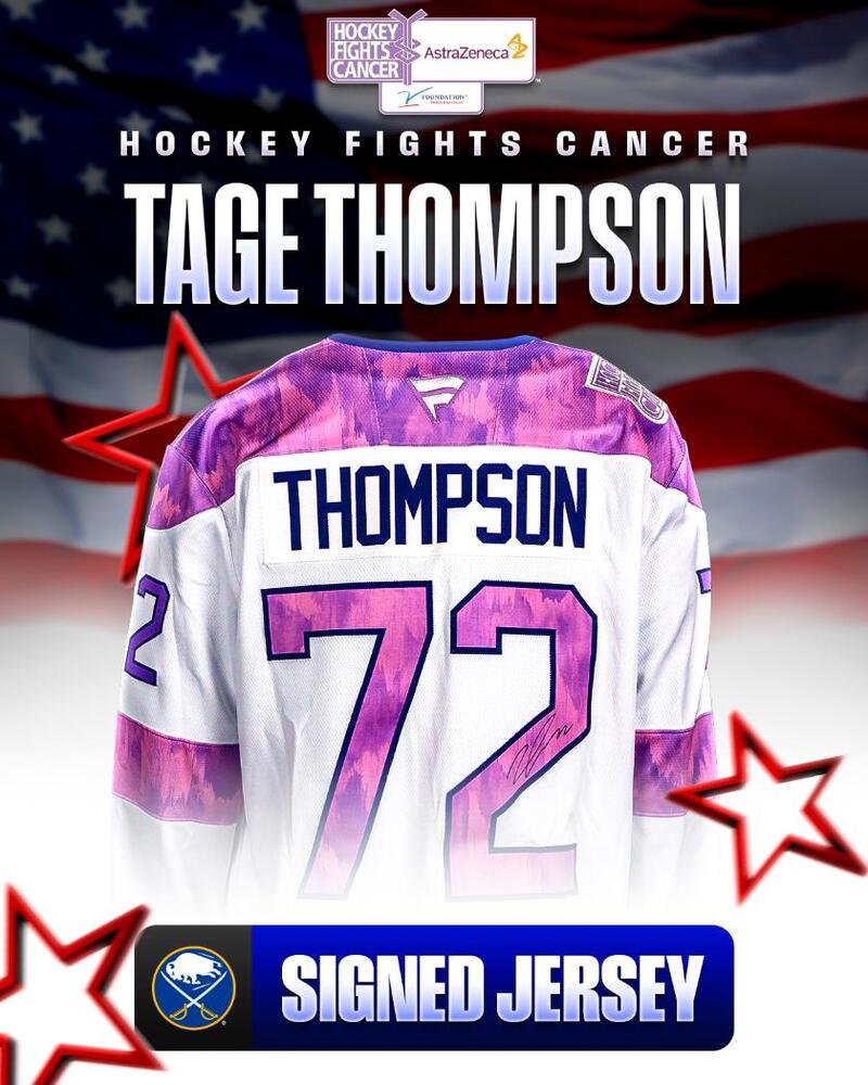 Tage Thompson Autographed Hockey Fights Cancer Jersey - Buffalo Sabres