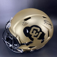 NFL - Colorado Multi Signed Replica Speed Helmet Signed by Travis Hunter...