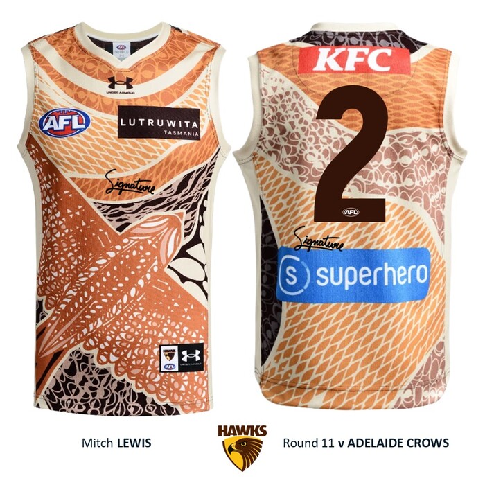 Photo of Mitch Lewis #2 Hawthorn 2026 Indigenous Guernsey