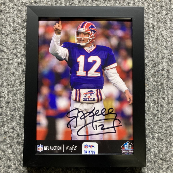 HOF - Bills Jim Kelly NFL Auction Exclusive Signed 5x7 Framed Photo Indi...