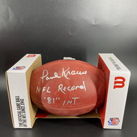 HOF - VIkings Paul Krause Signed Authentic Football with NFL Record 81 INT