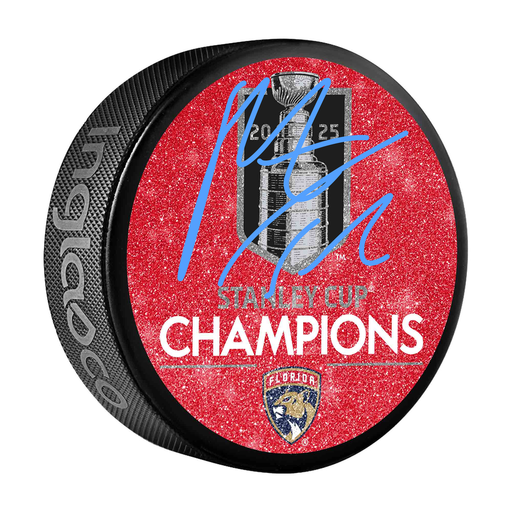 Matthew Tkachuk Florida Panthers Autographed 2025 Stanley Cup Champions Glitter Puck