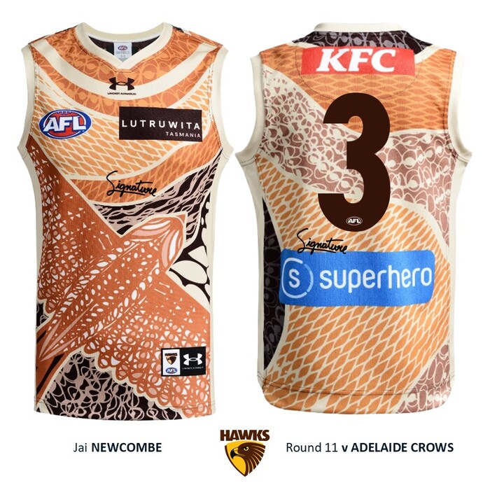 Photo of Jai Newcombe #3 Hawthorn 2026 Indigenous Guernsey