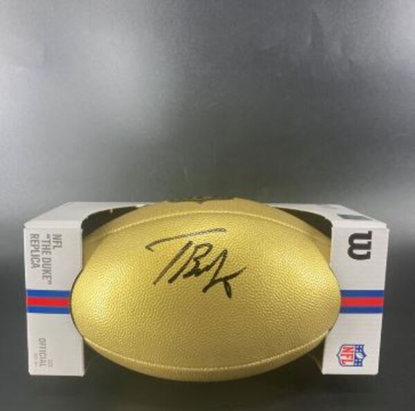 NFL - Cowboys Tyler Booker Signed Gold Composite Football