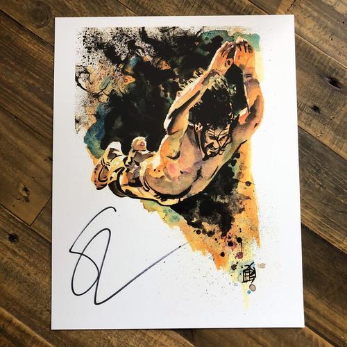 Seth Rollins (Diving) SIGNED 11 x 14 Rob Schamberger Print