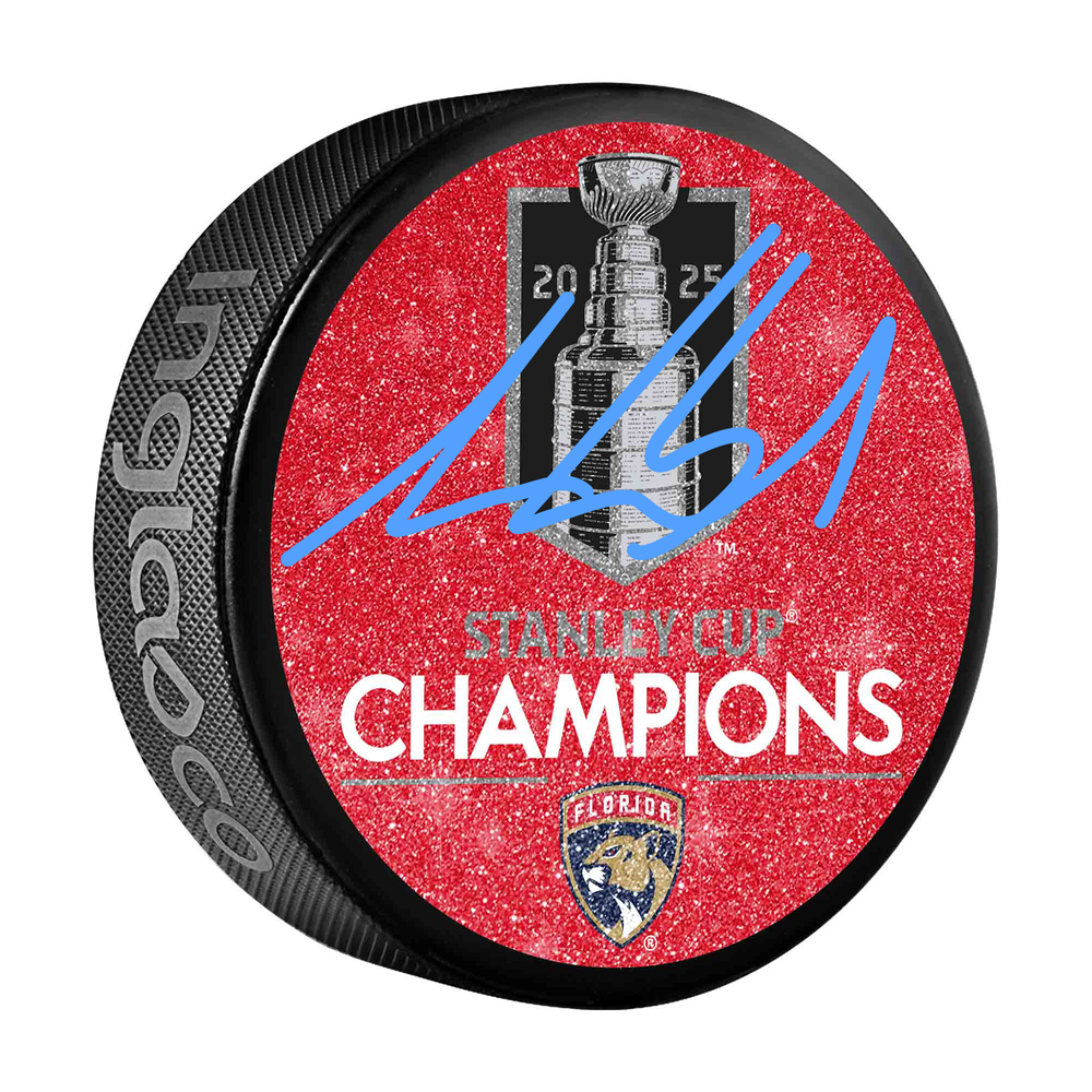 Aaron Ekblad Florida Panthers Autographed 2025 Stanley Cup Champions Glitter Hockey Puck 