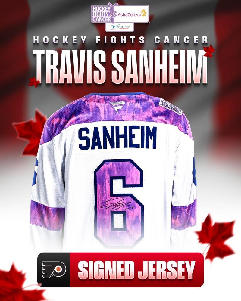 Travis Sanheim Autographed Hockey Fights Cancer Jersey - Philadelphia Flyers