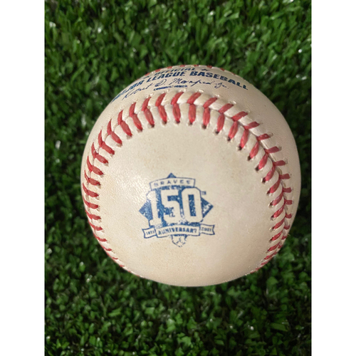 Photo of Home Opener Game Used Ball: 4/9/21 - Batter: Bryce Harper, Pitcher: Charlie Morton, Line Out