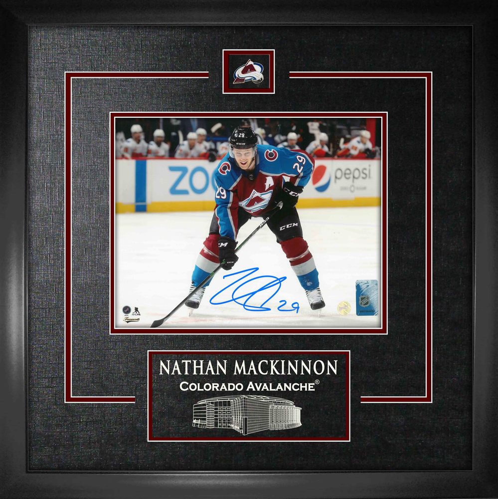 Nathan MacKinnon Signed 8x10 Etched Mat Avalanche Bent Over