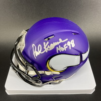 HOF - Vikings Paul Krause Signed Mini Helmet with HOF 98 Inscription