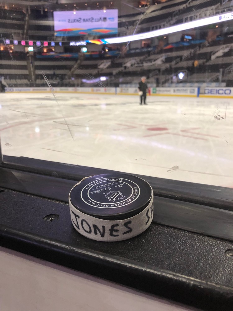 Seth Jones Columbus Blue Jackets 2019 NHL Skills Competition Hardest Shot Event-Used Puck - Second Shot