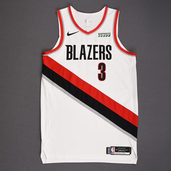 Image of CJ McCollum - Portland Trail Blazers - Kia NBA Tip-Off 2019 - Game-Worn Association Edition Jersey