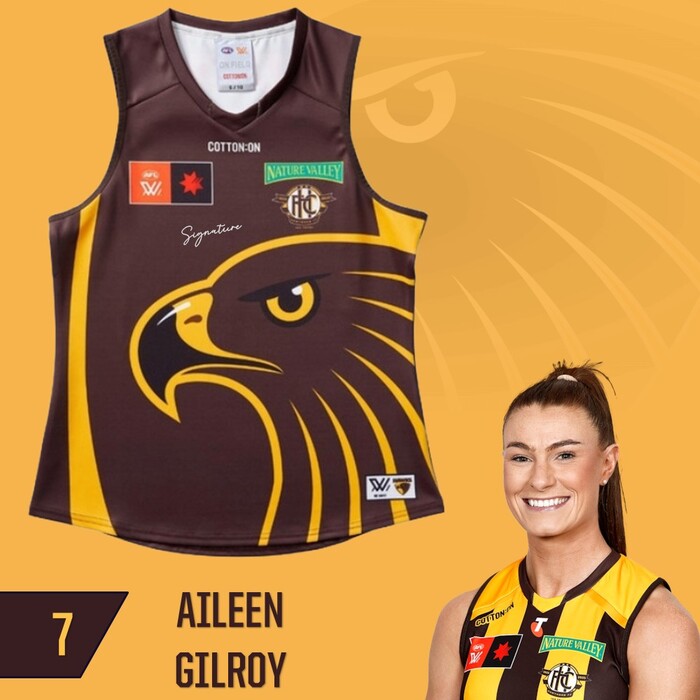 Photo of Aileen Gilroy #7 Hawthorn 2025 Clash (Brown) Training Guernsey