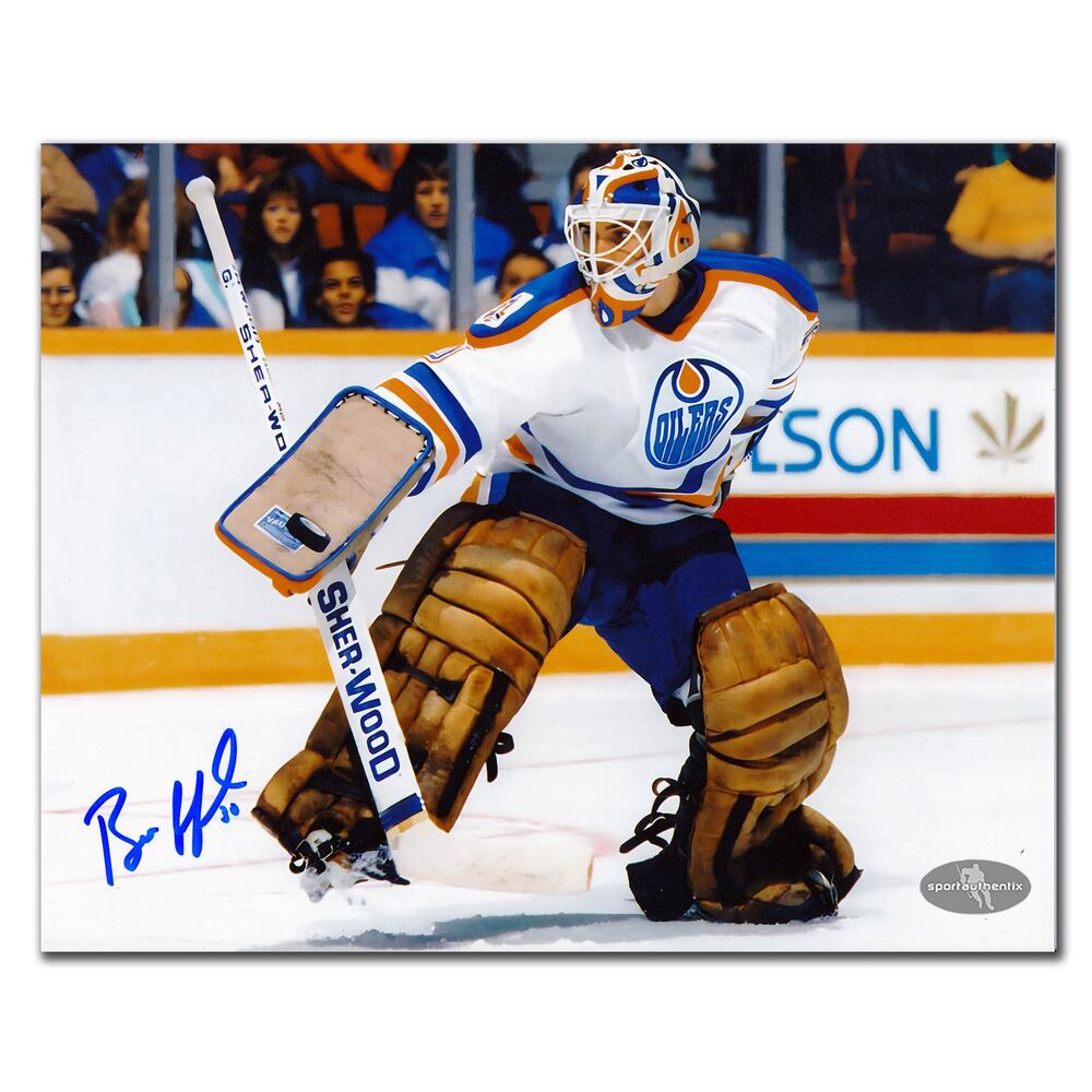 Bill Ranford Edmonton Oilers Blocker Save Autographed 8x10