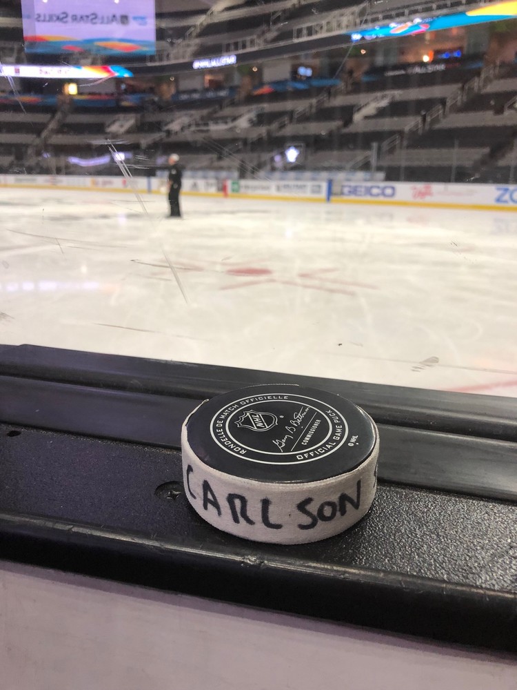 John Carlson Washington Capitals 2019 NHL Skills Competition Hardest Shot Event-Used Puck - Second Shot