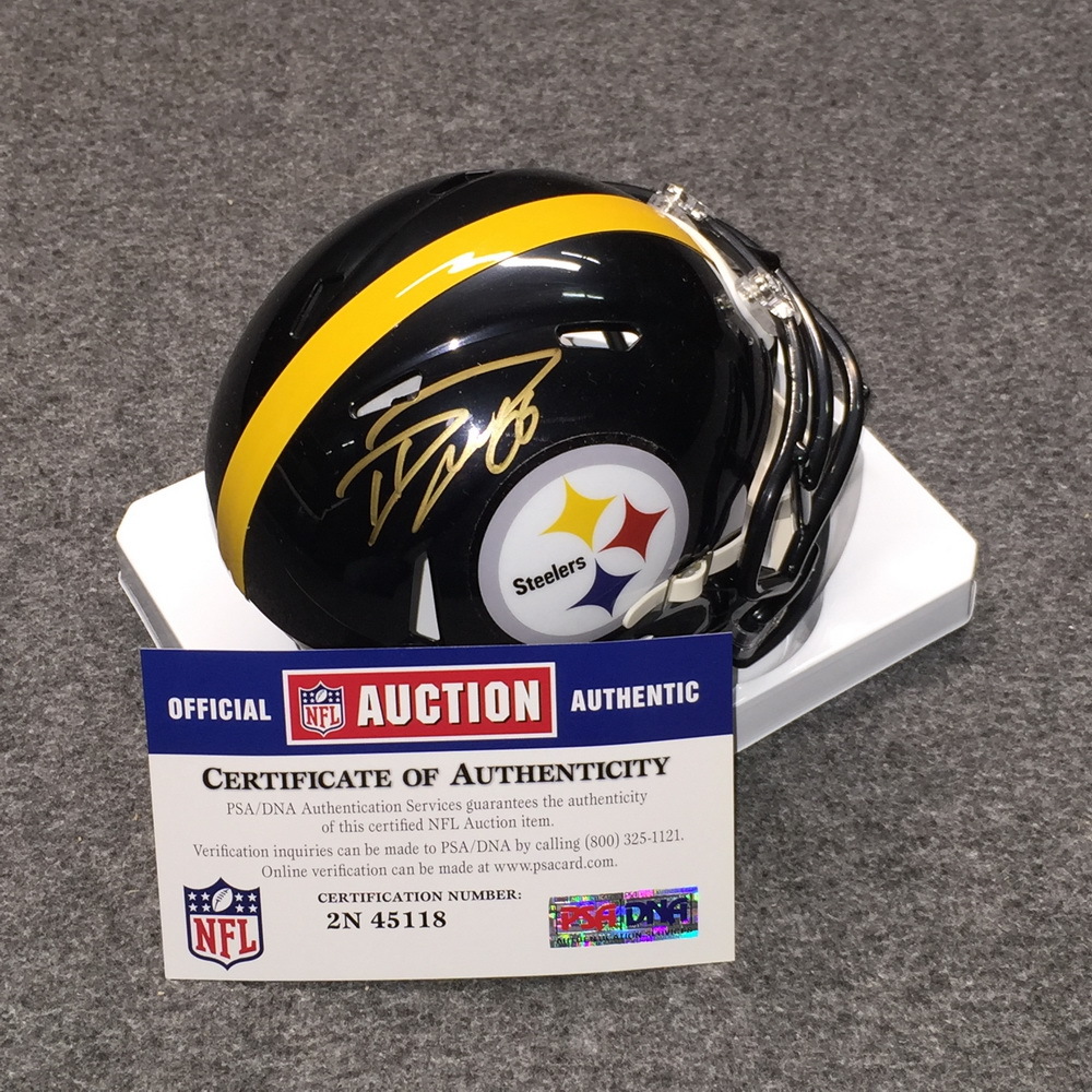 NFL STEELERS DAVID DECASTRO SIGNED STEELERS MINI HELMET The