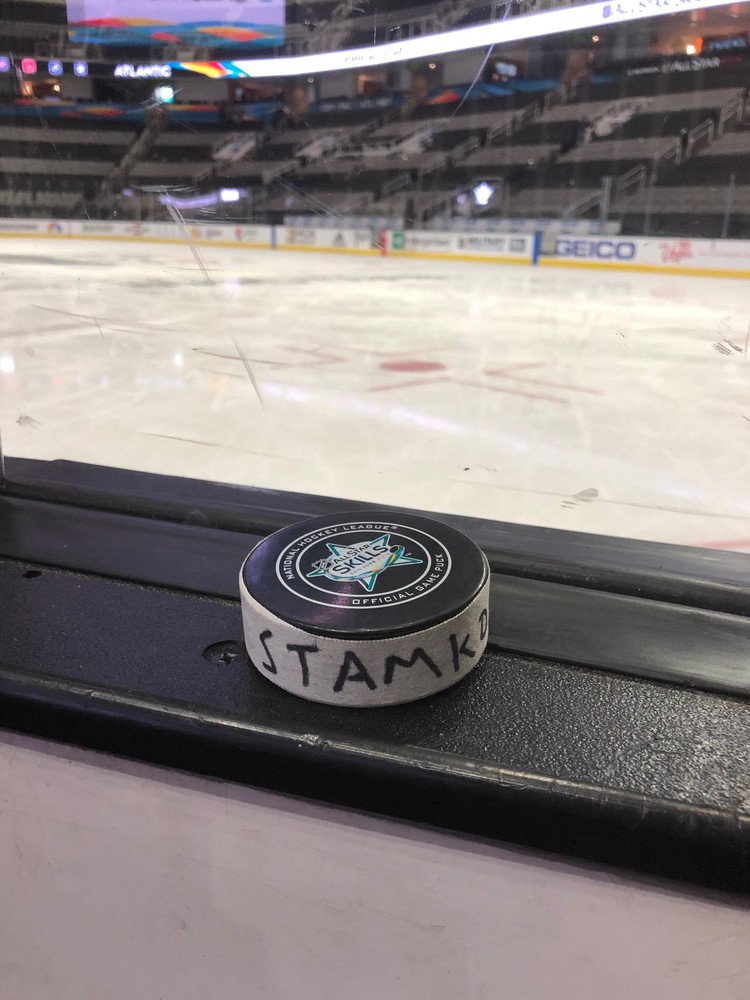 Steven Stamkos Tampa Bay Lightning 2019 NHL Skills Competition Hardest Shot Event-Used Puck - Second Shot