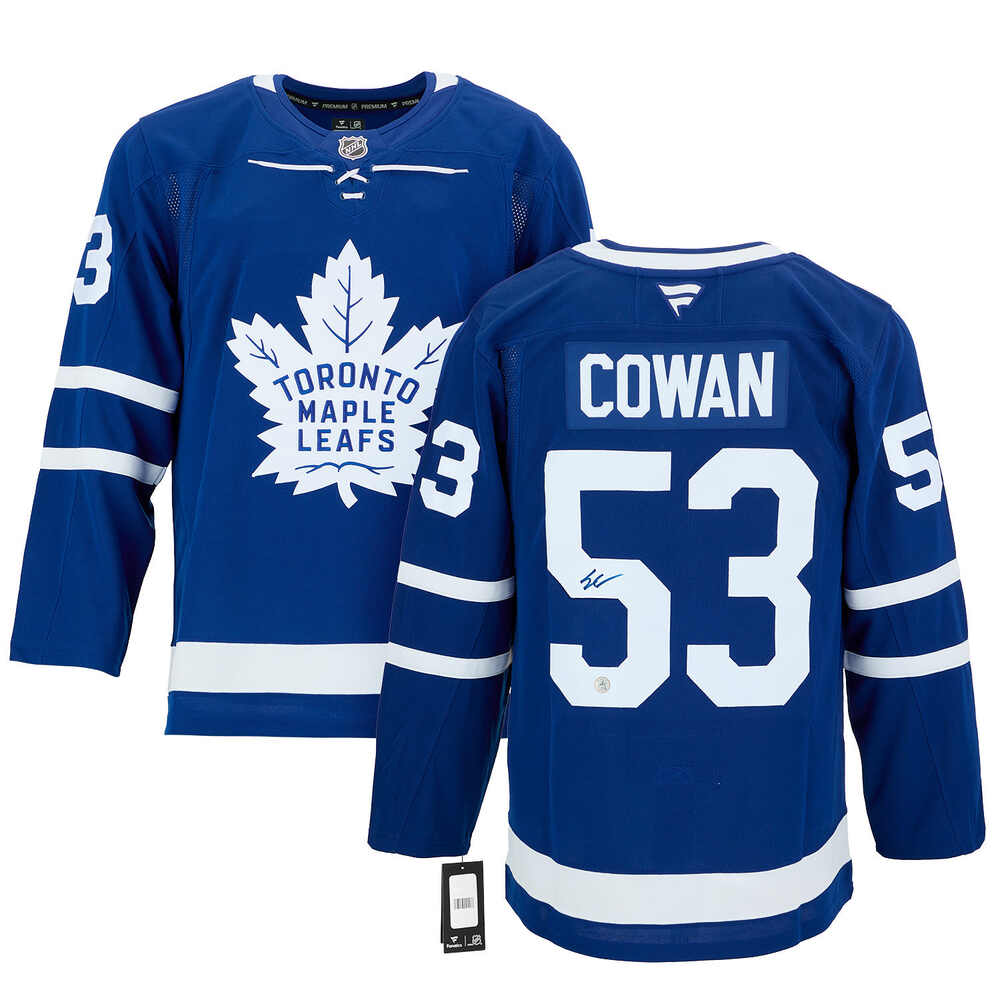 Easton Cowan Autographed Toronto Maple Leafs Fanatics Premium Jersey