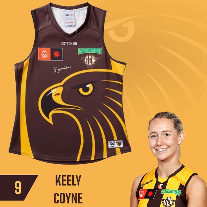 Photo of Keely Coyne #9 Hawthorn 2025 Clash (Brown) Training Guernsey
