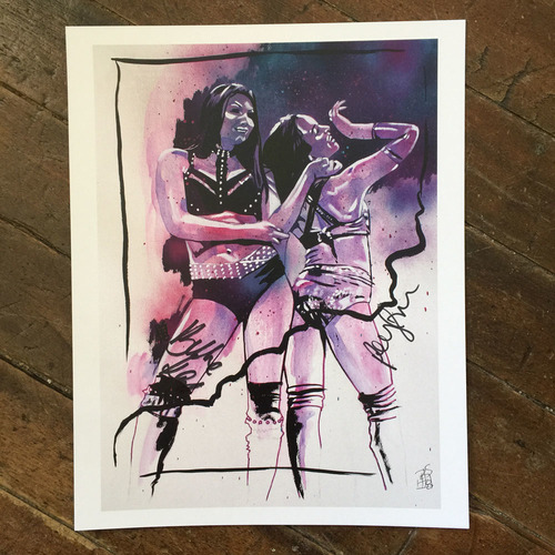 Peyton Royce and Billie Kay SIGNED 11 x 14 Rob Schamberger Print