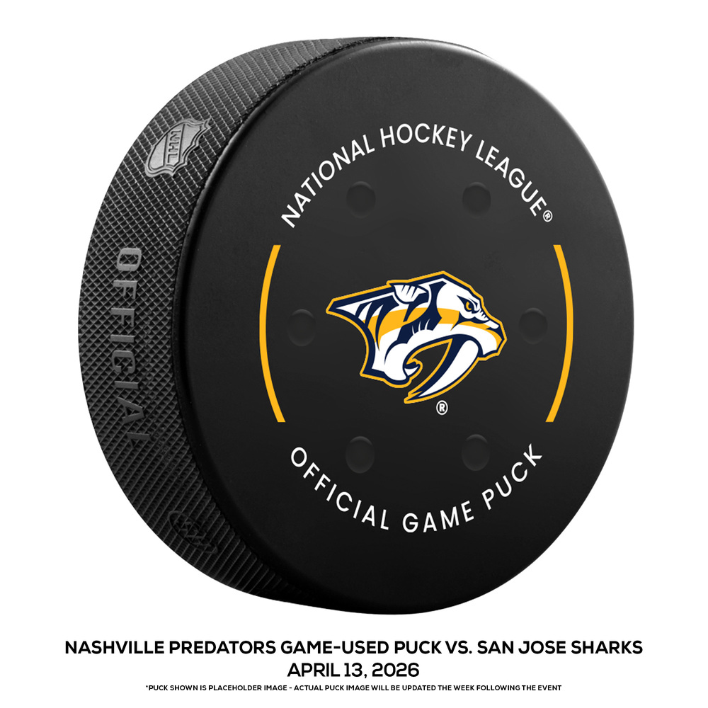 Nashville Predators Game-Used Puck vs. San Jose Sharks on April 13, 2026