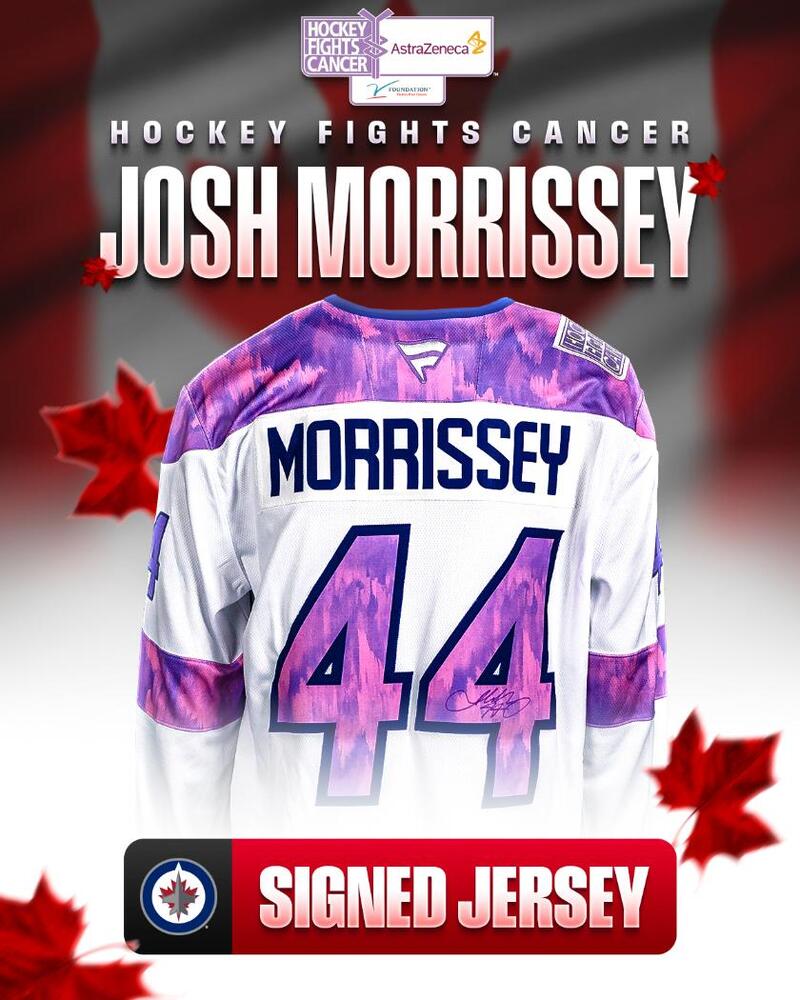 Josh Morrissey Autographed Hockey Fights Cancer Jersey - Winnipeg Jets