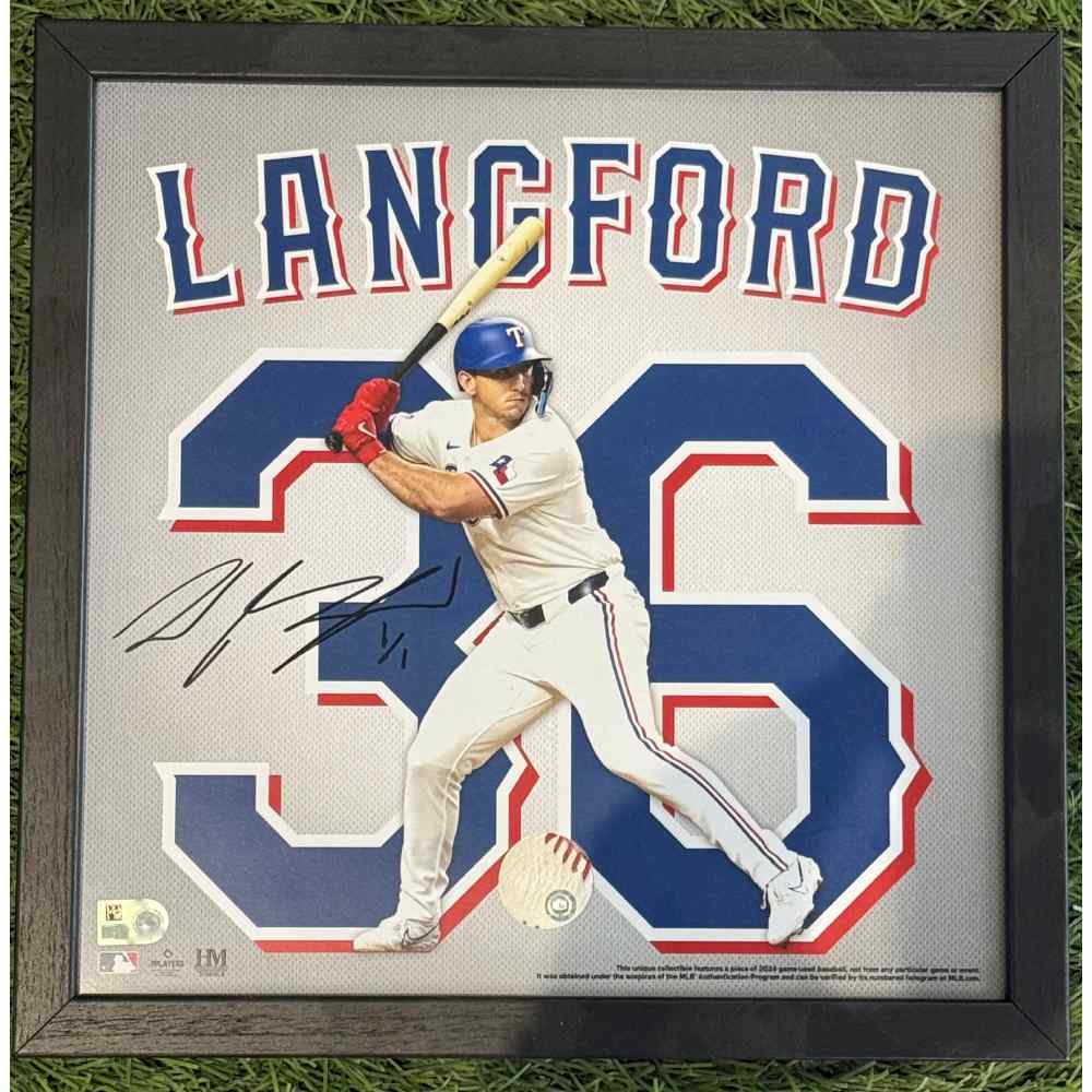 Wyatt Langford Autographed 1-of-1 Impact Frame with Piece of Game