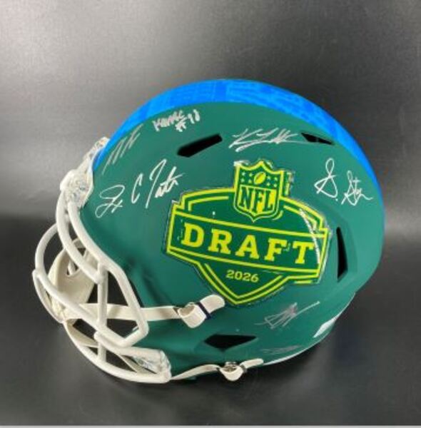 NFL - Multi Signed NFL Draft Replica Speed Helmet Signed by Makai Lemon,...
