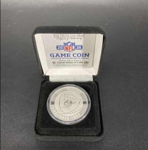 Raiders Silver Plated Flip Coin 
