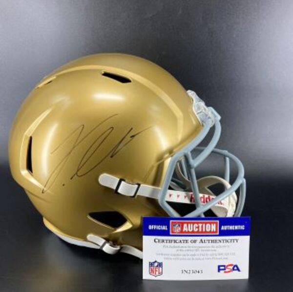 NFL - Notre Dame Jeremiyah Love Signed Replica Speed Helmet