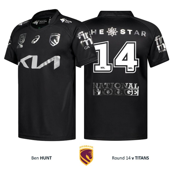 Photo of Ben Hunt #14 Brisbane Broncos 2026 Black Jersey Player-Issued 