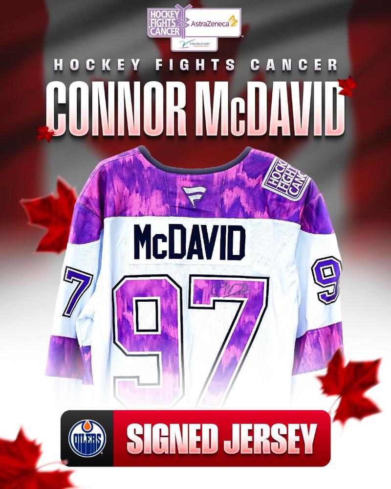 Connor McDavid Autographed Hockey Fights Cancer Jersey - Edmonton Oilers