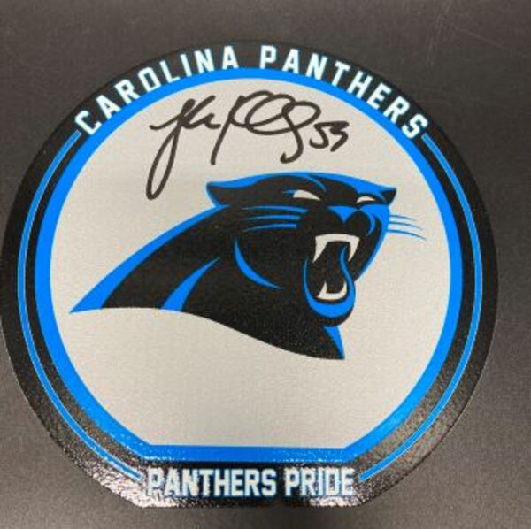 HOF - Panthers Luke Kuechly Signed 3D Metal Wall Art (8x8)