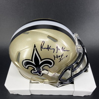 HOF - Saints Rickey Jackson Signed Mini Helmet with HOF 10 Inscription