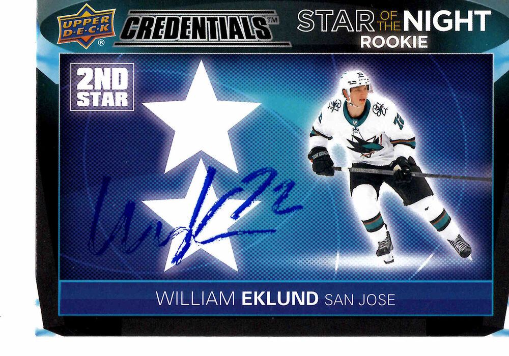 William Eklund Autographed 2021-22 Upper Deck Credentials Star of the Night #2SR-3
