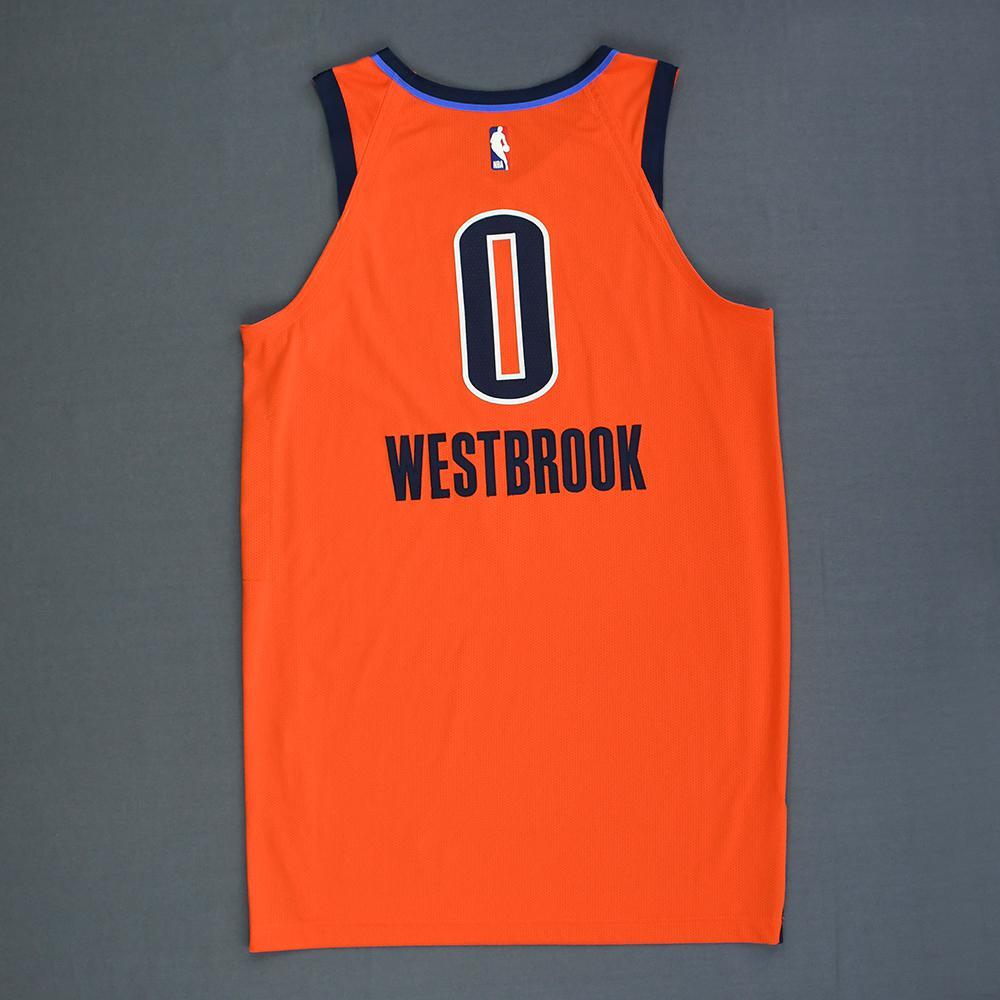 Russell Westbrook Oklahoma City Thunder GameWorn 1st Half Earned Statement Edition Jersey