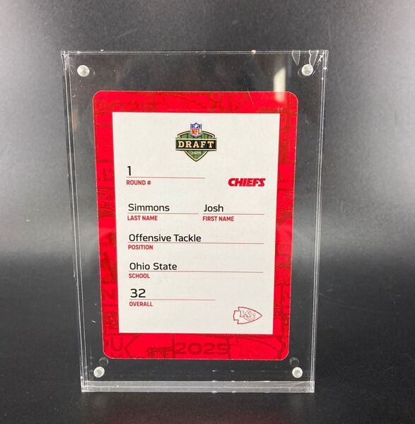 NFL - Chiefs Josh Simmons Special Edition 2025 Draft Card 2 of 2