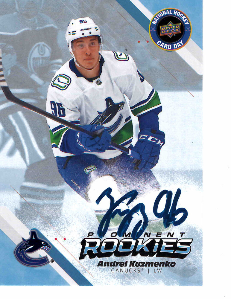 2022-23 UD Prominent National Hockey NHCD-7 ANDREI KUZMENKO Autographed Rookie Card