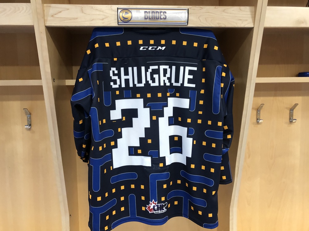 26 Spencer Shugrue Saskatoon Blades video game jersey