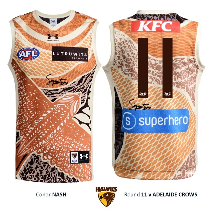 Photo of Conor Nash #11 Hawthorn 2026 Indigenous Guernsey