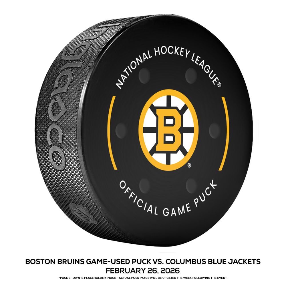 Boston Bruins Game-Used Puck vs. Columbus Blue Jackets on February 26, 2026