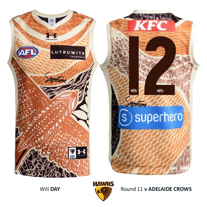 Photo of Will Day #12 Hawthorn 2026 Indigenous Guernsey